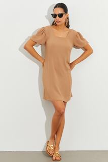 Женское мини-платье светло-коричневого цвета с рукавами арбуза Cool &amp; Sexy, коричневый
