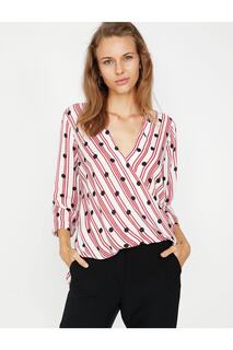 Женская блузка с красной полосой 9KAK68894PW Koton, разноцветный