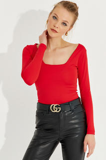 Женская блузка с красным квадратным воротником EY2663 Cool &amp; Sexy, красный