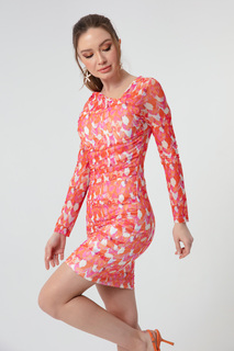 Женское мини-платье цвета фуксии с узором Lafaba, розовый