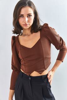 Женская блузка с рукавами принцессы 2423 Bianco Lucci, коричневый