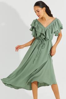 Женское мятное платье с V-образным воланом спереди и сзади KS113 Cool &amp; Sexy, зеленый