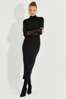 Женское новогоднее черное платье миди из тюля с перчатками Cool &amp; Sexy, черный