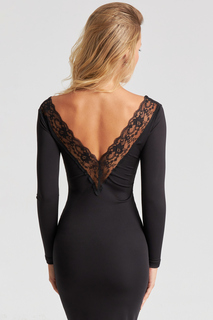 Женское новогоднее черное кружевное платье миди с деталями EY2671 Cool &amp; Sexy, черный