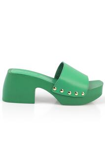 Capone Женские тапочки зеленого цвета на платформе с одним ремешком и тупым носком на каблуке Capone Outfitters, зеленый