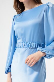 Женское обручальное платье голубого цвета с длинными рукавами-фонариками Lafaba, синий
