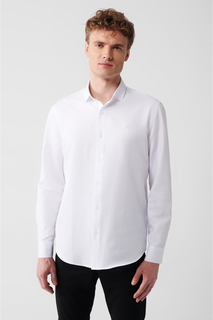 Мужская белая рубашка добби стандартного кроя с классическим воротником Easy-Iron Avva, белый