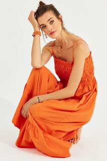 Женское оранжевое платье миди с блестящими бретелями Cool &amp; Sexy, оранжевый