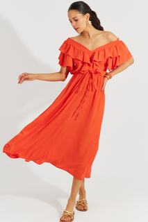 Женское оранжевое платье с V-образным вырезом спереди и сзади KS113 Cool &amp; Sexy, оранжевый