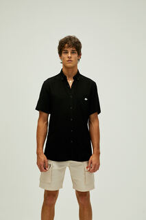 Frank Shirt Черная мужская рубашка с коротким рукавом Bad Bear, черный