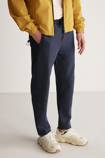 Fargo Мужские спортивные штаны комфортного кроя с плоскими карманами и завязками GRIMELANGE, темно-синий