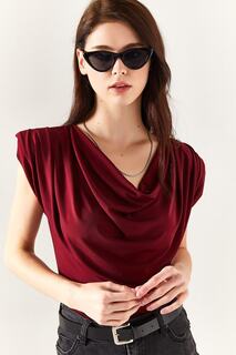 Женская бордово-красная свободная блузка с мягким воротником Olalook, бордовый