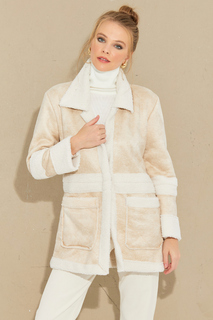 Женское пальто из нубука цвета экрю QRS8381 Cool &amp; Sexy