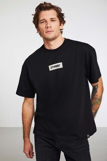 Inventıon Мужская футболка оверсайз из 100 % хлопка с фактурным принтом и плотным узором GRIMELANGE, черный