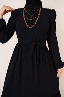 Женское платье Airobin со сборками на воротнике VOLT CLOTHİNG, черный