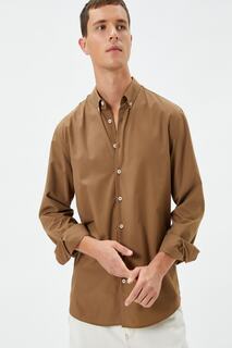 Мужская коричневая рубашка Koton, коричневый