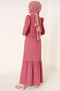 Женское платье Airobin со сборками на воротнике VOLT CLOTHİNG, розовый