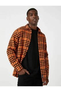 Мужская одежда Рубашка 3wam60007hw Оранжевая клетка Koton, оранжевый