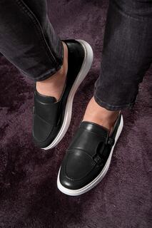 Мужская повседневная обувь из натуральной кожи с ремешком, туфли-лоферы, повседневная обувь, легкая обувь Ducavelli, черный