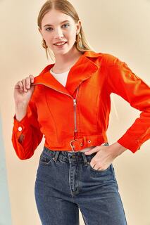 Женская габардиновая куртка на молнии 2195 Bianco Lucci, оранжевый