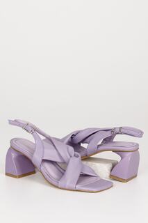 LİLA Gön Женские босоножки на толстом каблуке с перекрестными ремешками 35535 GÖNDERİ(R), фиолетовый