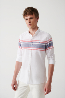 Мужская серая рубашка с воротником на пуговицах, 100% хлопок, льняная рубашка с рисунком, приталенная рубашка Avva, серый