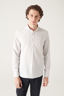 Мужская серая рубашка с воротником на пуговицах, легко гладиемая оксфордская хлопковая рубашка стандартного кроя Avva, серый