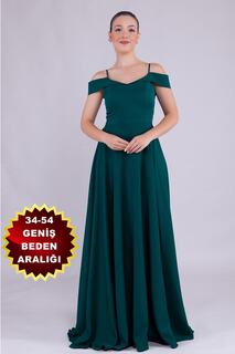 Женское платье изумрудной длины с воротником и плечами из ткани атлас на тонких бретелях 262 lovebox, зеленый