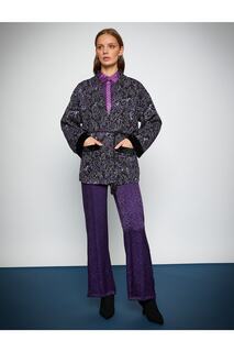 Melis Ağazat X — укороченные широкие брюки с жаккардовой резинкой на талии Koton, фиолетовый