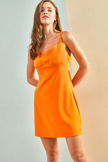 Женское платье миди на веревочных бретелях Bianco Lucci, оранжевый