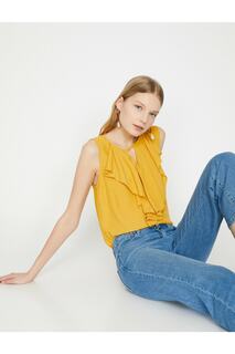 Женская желтая блузка с рюшами 9YAK68158CW Koton, желтый