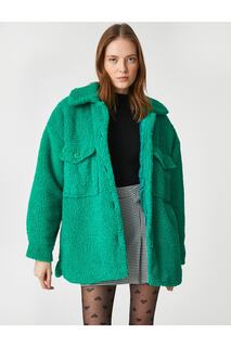 Rachel Araz X — плюшевая куртка оверсайз с карманами Koton, зеленый