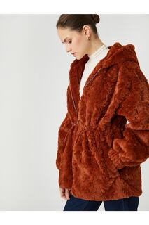 Şahika Ercümen X — плюшевое пальто оверсайз с капюшоном Koton, коричневый