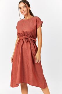 Женское платье с эластичной завязкой на талии с кирпичной талией armonika, оранжевый