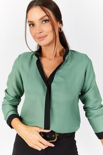 Женская зеленая рубашка с полосками спереди armonika, зеленый