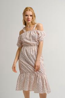 Женское платье с эластичным ремнем на талии с пудровым рисунком armonika, розовый