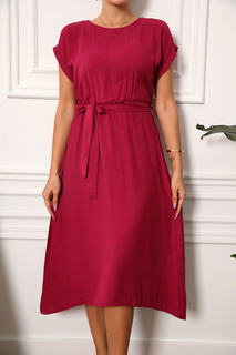 Женское платье сливового цвета с эластичной завязкой на талии armonika, бордовый