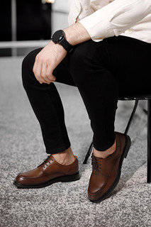 Taba Antique Gön Повседневная мужская обувь из натуральной кожи с круглым носком на шнуровке 42176 GÖNDERİ(R), коричневый