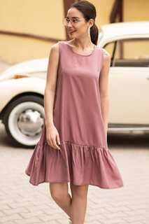 Женское платье с юбкой без рукавов пыльной розы и оборками armonika, розовый