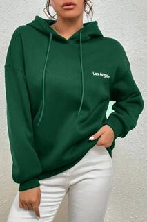 Женская зеленая толстовка оверсайз с капюшоном Little Los Angeles с принтом MODAGEN, зеленый