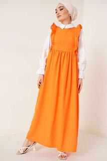 Женское платье-жилет с оборками на плечах VOLT CLOTHİNG, оранжевый