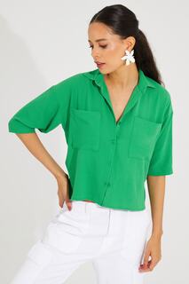Женская зеленая укороченная базовая рубашка Cool &amp; Sexy, зеленый