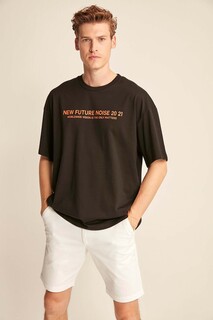 Мужская футболка оверсайз Wesley из 100% хлопка с текстурным принтом GRIMELANGE, черный