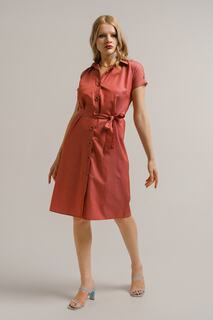 Женское платье-рубашка с коротким рукавом с поясом и поясом armonika, оранжевый