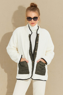 Женское плюшевое пальто цвета экрю с карманами XT22 Cool &amp; Sexy