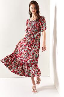 Женское повседневное платье из вискозы красного мятного цвета с блестками Olalook, разноцветный