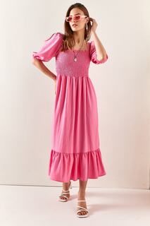 Женское повседневное платье миди ярких розовых оттенков Olalook, розовый