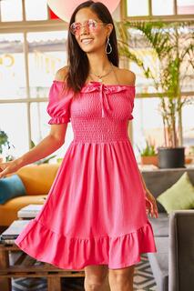 Женское расклешенное платье с завязочным воротником цвета фуксии Gipelli Платье Olalook, розовый