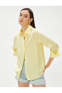 Атласная рубашка на пуговицах с длинным рукавом Koton, желтый