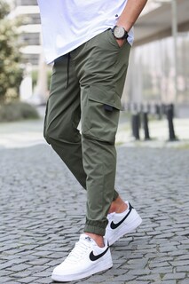 Мужские брюки-джоггеры цвета хаки с карманами-карго 5461 Madmext